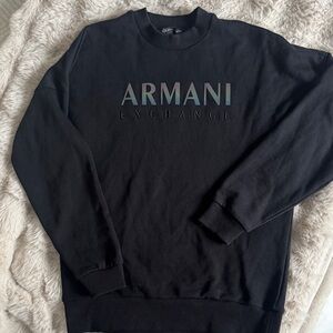 Armani Exchange Black Crewneck with Iridescent Logo